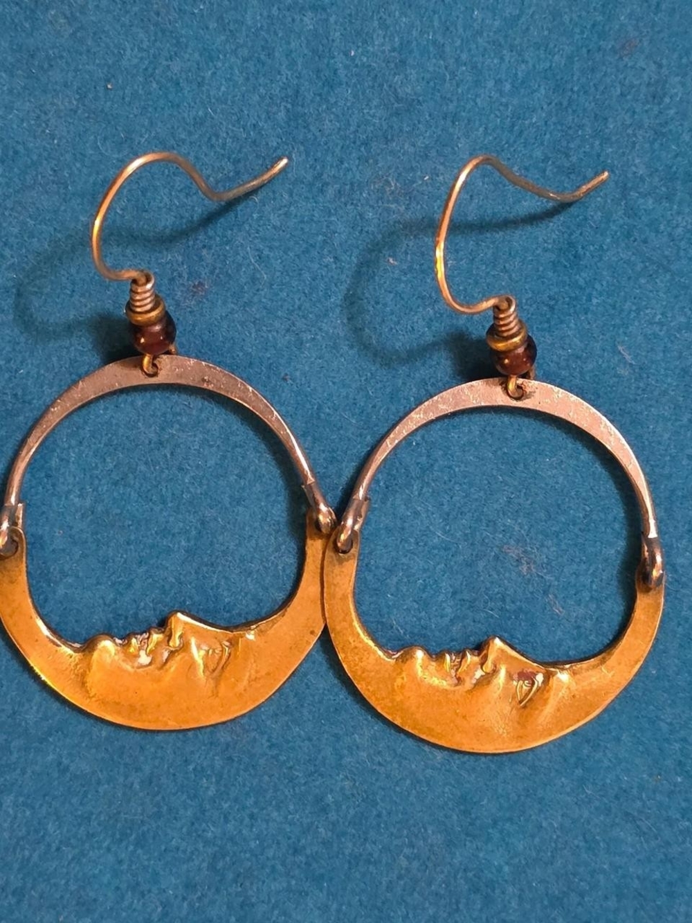 VTG Laurel Burch Early 1970s Large Articulating Moon Earrings